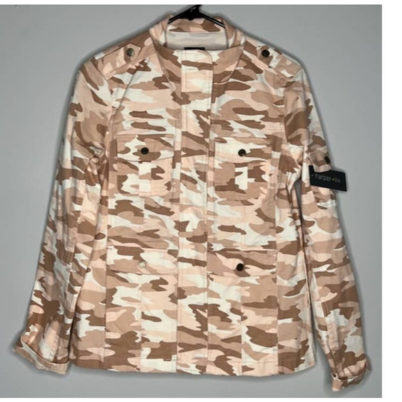 Harper and Liv Pink Camo Denim Jacket Size Medium - Picture 1 of 3